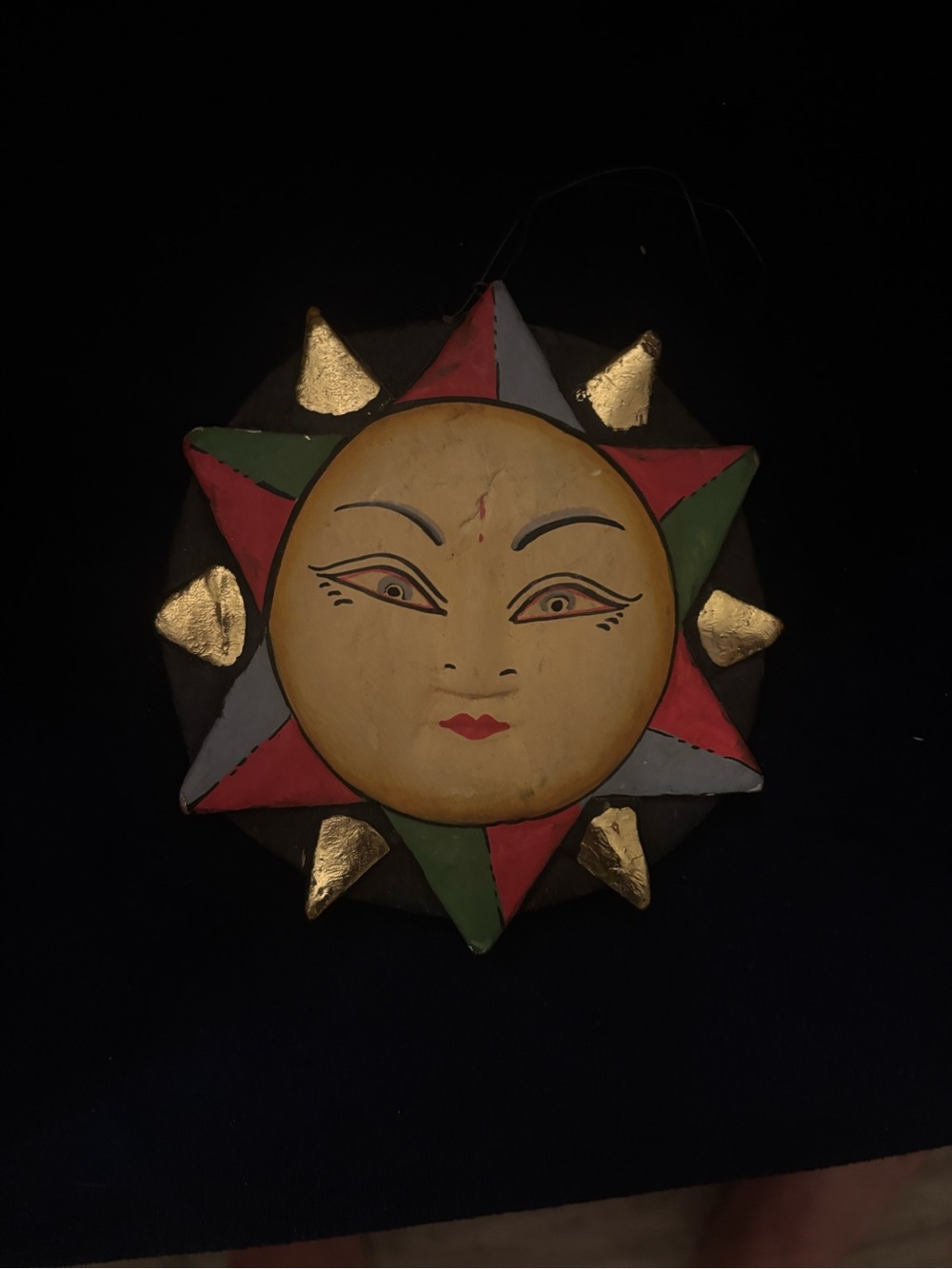Handmade Indonesian Sun Face Wall Hanging Decor Hand Made in Indonesia